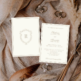 Convite Monograma de Crista de Marfim Antigo para Casament