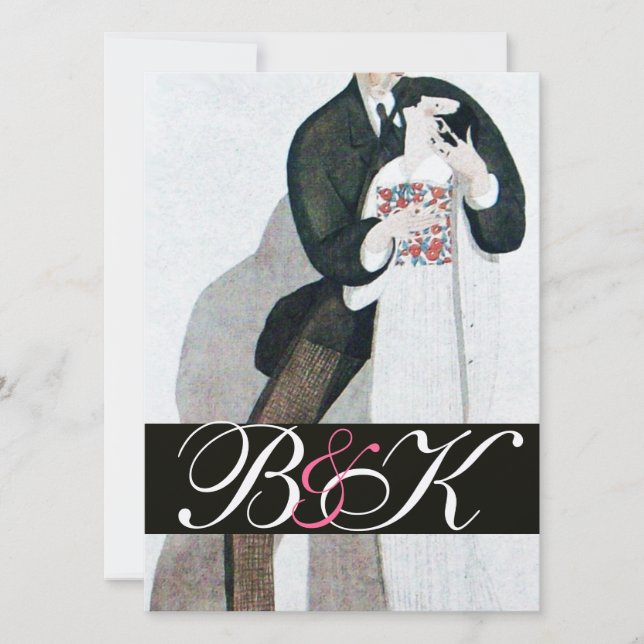 CONVITE MONOGRAMA DE FESTA DE CASAMENTO ROMÂNTICA E BRANCA (Frente)