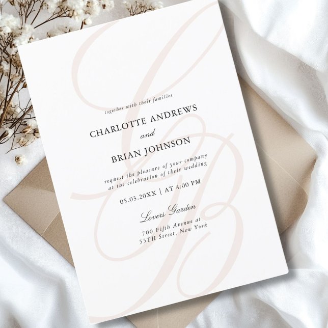 Convite Monograma de Fontes de Script Minimalista | Casame (Minimalist Script Font Monogram | Elegant Wedding Invitation)