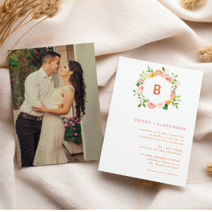 Convite Monograma de Fotografia de Casamento com Aquarela 