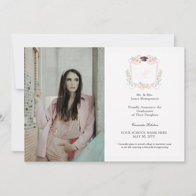 Convite Monograma de Graduação em Fita Coquette (Frente)