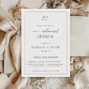 Convite Monograma de Janto de ensaio, Casamento clássico