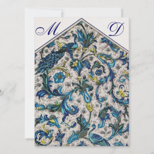 CONVITE MONOGRAMA DE NOIVA COM FLORAL AZUL ELEGANTE