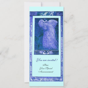 Convite MONOGRAMA DE NOIVAÇO AMOR PAVÃO ,azul branco