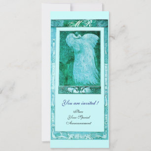 Convite MONOGRAMA DE NOIVAÇO AMOR PAVÃO ,azul branco