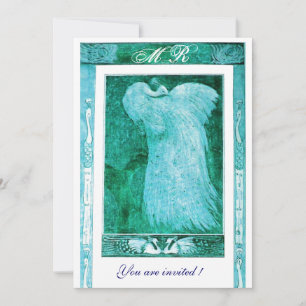 Convite MONOGRAMA DE NOIVAÇO AMOR PAVÃO ,azul branco