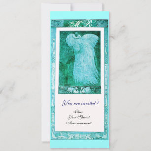 Convite MONOGRAMA DE NOIVAÇO AMOR PAVÃO ,azul branco
