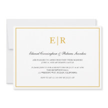 Monograma de Recepção de casamento Dourada formal 