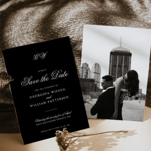 Convite Monograma de Script Minimalista Moderno Salvar a D