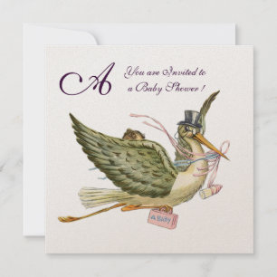 Convite MONOGRAMA DO CHÁ DE FRALDAS DE ARMAZENAMENTO, metá