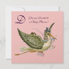 Convite MONOGRAMA DO CHÁ DE FRALDAS DE ARMAZENAMENTO, metá