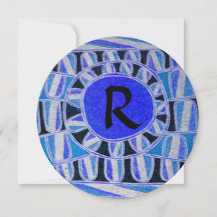 Convite MONOGRAMA DO CÍRCULO SOLAR SUN, azul preto