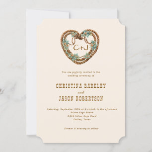 Convite Monograma do País Ranch Ocidental Tudo em Um Casam