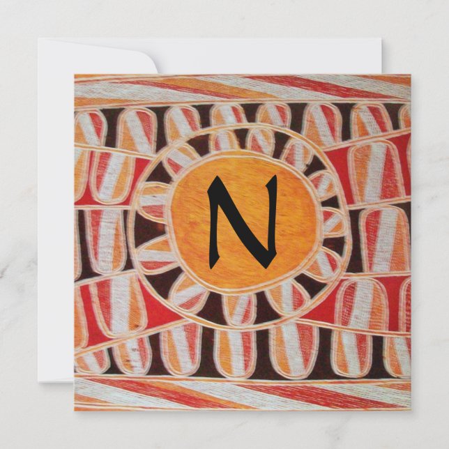 Convite MONOGRAMA DOURADA SOLAR, cor de laranja amarelo br (Frente)