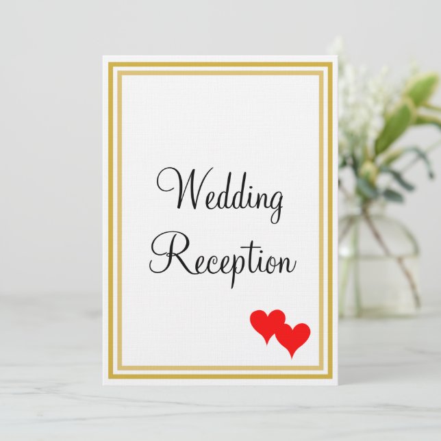 Convite Monograma Dourado Branco Recepção de Casamento Cor (Em pé/Frente)