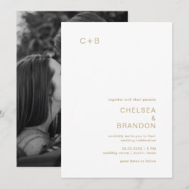 Convite Monograma Dourado Casamento Moderno