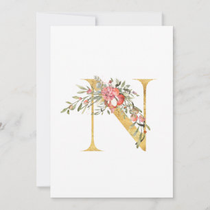 Convite Monograma Dourado Elegante N Floral