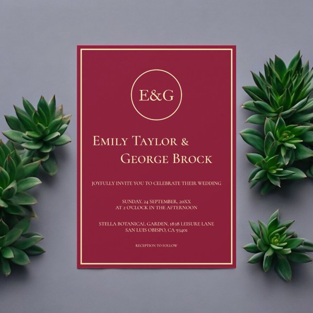 Convite Monograma Dourado Monograma Clássico Elegante (Criador carregado)