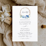 Convite Monograma Dusty Blue Floral Wreath Invitati<br><div class="desc">Chic e Modern Monogramas Dusty Blue Boho Flowers Wreath com Watercolor Wedding Autumn,  Winter,  Primavera ou Summer Wedding Invances - inclui uma bela e elegante tipografia de roteiro para a celebração especial do Casamento.</div>