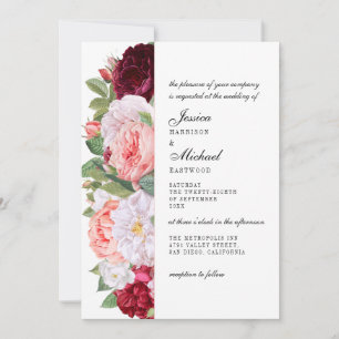 Convite Monograma Elegant Vintage Rosas Borgonha