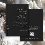 Convite Monograma Elegante Clássico Simples Casamento de C<br><div class="desc">Simples, elegante e saboroso, este clássico design de convite de casamento preto apresenta uma fina linha de fronteira ao longo da borda esquerda com a noiva e o monograma do noivo. Uma combinação de fontes serif elegantes de eterno emparelhada com uma fonte de script tradicional é usada para os nomes...</div>