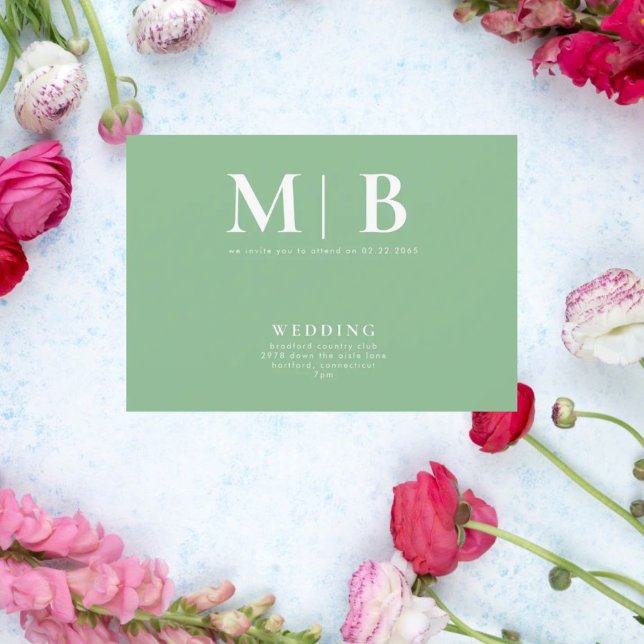 Convite Monograma elegante e simples sem pais (Criador carregado)