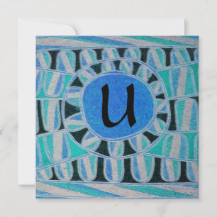 Convite MONOGRAMA ENERGÉTICA SOLAR SUN, Turquesa Azul Pret
