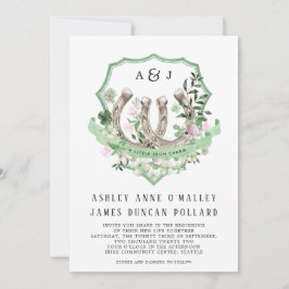 Convite Monograma | Ferraduras de trevo Casamento botânico