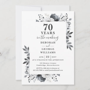 Convite Monograma Floral Aniversário de 70 Anos de Casamen