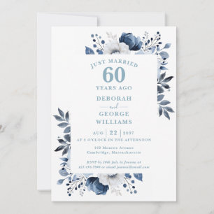 Convite Monograma Floral Aniversário de Casamento de 60 an