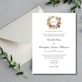 Convite Monograma Floral Casamento Formal Tradicional Eleg