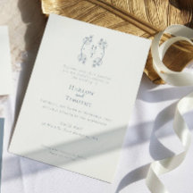 Monograma Floral Crest Dusty Blue Casamento I