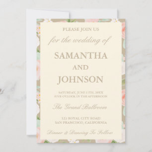 Convite Monograma Floral Marrom Moderno com Foto de Casame