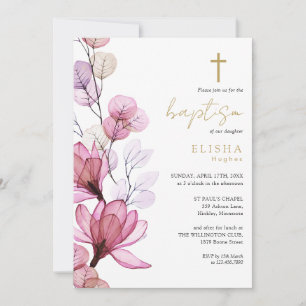 Convite Monograma Floral Transparente Rosa Empoeirado Bati