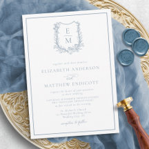 Monograma Formal Crest Dusty Blue Casamento