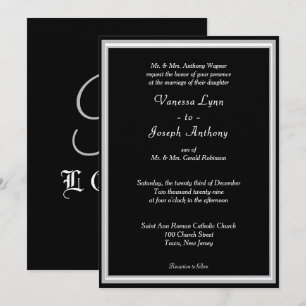 Convite Monograma Formal Preto Branco