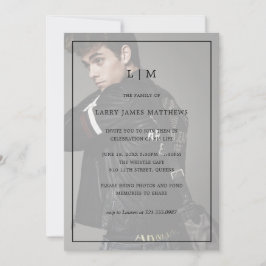 Convite Monograma Foto Moderna Celebração da Vida