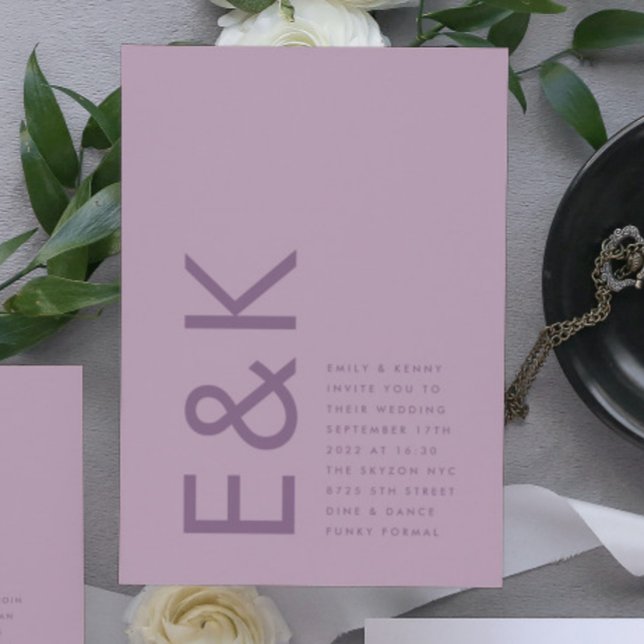 Convite Monograma Grande, Grande e Grande, Grande, Rosa Ro (Invitation showcasing suite - additional items (bought separately))