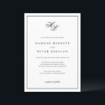 Convite Monograma Inaugura Casamento de Quadro Negro<br><div class="desc">Este convite de casamento de preto-e-branco eterno exude elegância e sofisticação. Na sua peça central, um belo monograma apresenta as iniciais do casal em uma cinza de luz com a letra flamenga. A paleta monocromática melhora o charme minimalista do convite, permitindo que os detalhes intrincados da escritura ganhem palco central,...</div>