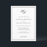 Convite Monograma Inaugura Casamento de Quadro Negro<br><div class="desc">Este convite de casamento de preto-e-branco eterno exude elegância e sofisticação. Na sua peça central, um belo monograma apresenta as iniciais do casal em uma cinza de luz com a letra flamenga. A paleta monocromática melhora o charme minimalista do convite, permitindo que os detalhes intrincados da escritura ganhem palco central,...</div>