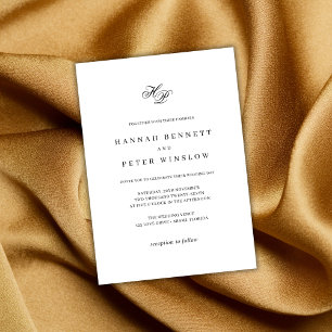 Convite Monograma inicial Casamento branco e preto