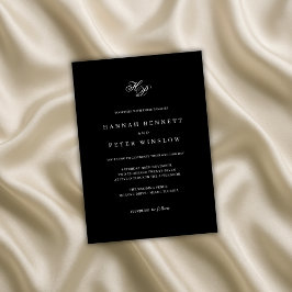 Convite Monograma inicial Casamento preto e branco