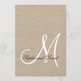 Convite Monograma inicial de casamento de Canvas russa