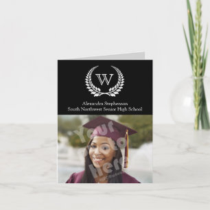 Convite Monograma Laurel Black/White