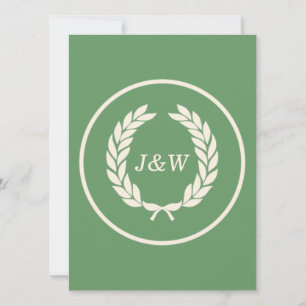 Convite Monograma Laurel Leaf Wreath