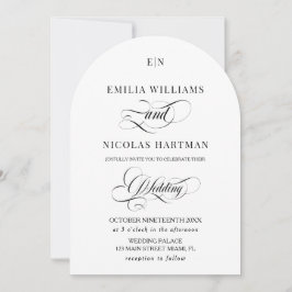 Convite Monograma Minimalista Clássico Casamento Branco