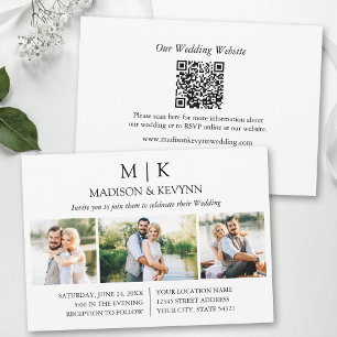 Convite Monograma Minimalista Código QR Casamento 3 Foto