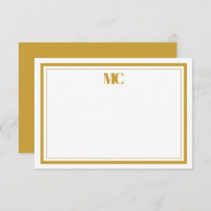 Convite Monograma Minimalista Dourado Branco Dois Limites