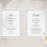 Convite Monograma Minimalista Simples Tudo Em Um Casamento<br><div class="desc">Este monograma minimalista, tudo num convite de casamento é perfeito para o seu elegante casamento moderno. Este design apresenta um guião preto simples sobre um fundo branco brilhante neutro para corresponder ao seu casamento clássico tradicional ou ao casamento de boho minimalista no primavera, verão, outono ou inverno. Por favor, sinta-se...</div>