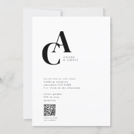 Convite Monograma, mínimo, moderno, código QR,